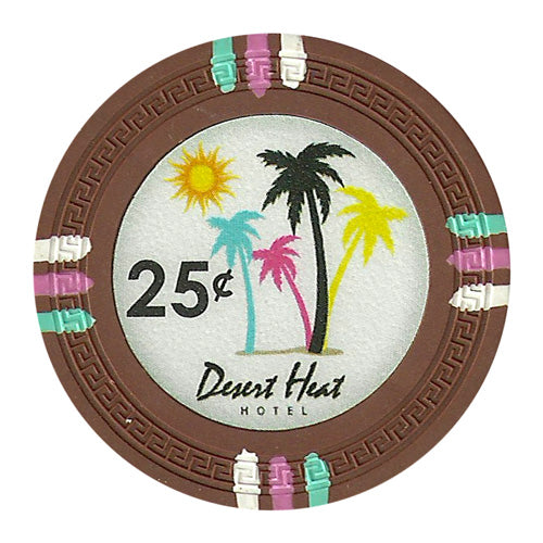 Desert Heat 13.5 Gram Clay Poker Chips in Wood Walnut Case - 500 Ct.