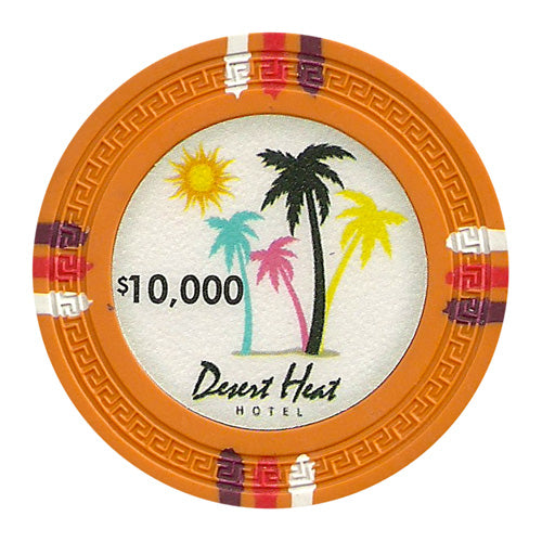 Desert Heat 13.5 Gram Clay Poker Chips in Wood Carousel - 200 Ct.