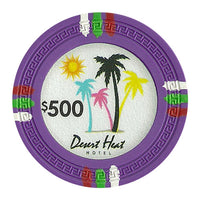 Desert Heat 13.5 Gram Clay Poker Chips in Wood Hi Gloss Case - 500 Ct.