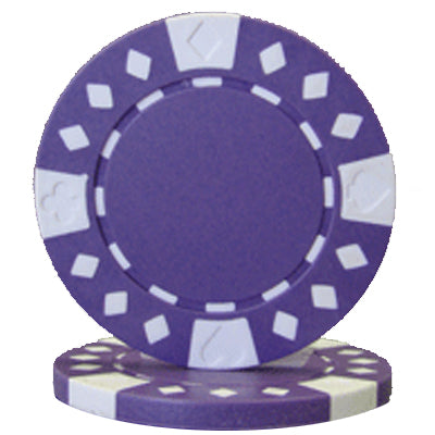 Diamond Suited 12.5 Gram ABS Poker Chips in Wood Hi Gloss Case - 500 Ct.