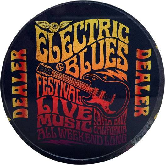 Crystal Poker Dealer Buttons - Electric Blues Festival