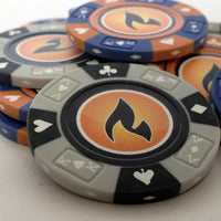 Custom Printed Mahogany Wood Poker Chip Set with 14 Gram Clay Ace King & Suits Poker Chips - 500 Chips