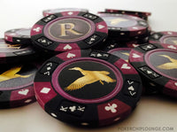 Custom Printed Mahogany Wood Poker Chip Set with 14 Gram Clay Ace King & Suits Poker Chips - 750 Chips