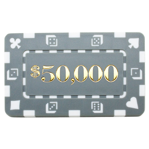 Rectangular $50000 Gray Poker Plaques - Qty 5