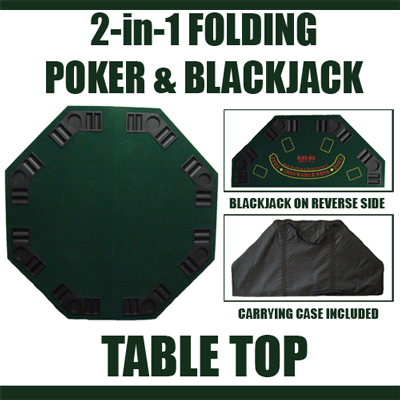 2 in 1 Green Folding Poker &amp; Blackjack Table Top