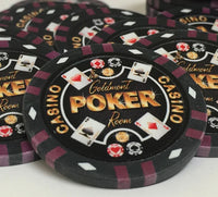 Custom Printed Mahogany Wood Poker Chip Set with 13 Gram Clay Infinity Poker Chips - 750 Chips