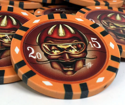 Custom Printed Mahogany Wood Poker Chip Set with 13 Gram Clay Infinity Poker Chips - 750 Chips