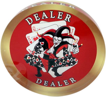 Custom Crystal Glass Poker Dealer Buttons & Coasters - Joker 