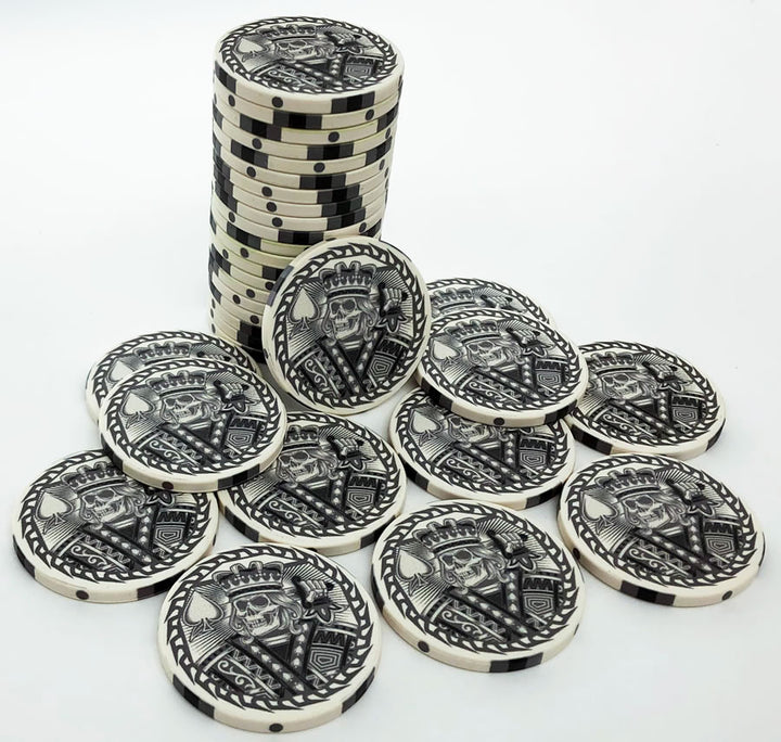 King of Spades Custom Ceramic Poker Chips - White