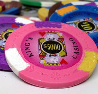 King's Casino Fichas de póquer de arcilla de 14 gramos en estuche de aluminio con ruedas - 1000 ct.