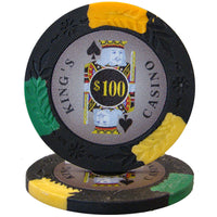 King's Casino 14 Gram Clay Poker Chips in Black Aluminum Case - 500 Ct.