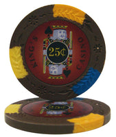 King's Casino 14 Gram Clay Poker Chips in Rolling Aluminum Case - 1000 Ct.