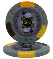 King's Casino Fichas de póquer Clay de 14 gramos en estuche de aluminio negro - 500 ct.