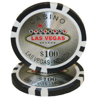 Las Vegas 14 Gram Clay Poker Chips in Wood Mahogany Case - 750 Ct.