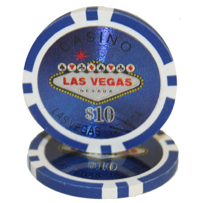 Las Vegas 14 Gram Clay Poker Chips in Standard Aluminum Case - 1000 Ct.