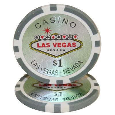 Fichas de póquer de arcilla de Las Vegas de 14 gramos en caja de aluminio estándar - 300 u.