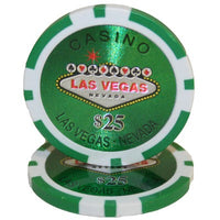 Las Vegas 14 Gram Clay Poker Chips in Wood Mahogany Case - 750 Ct.