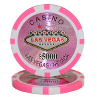 Las Vegas 14 Gram Clay Poker Chips in Wood Walnut Case - 500 Ct.