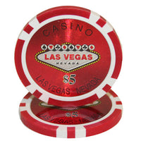 Las Vegas 14 Gram Clay Poker Chips in Wood Mahogany Case - 750 Ct.