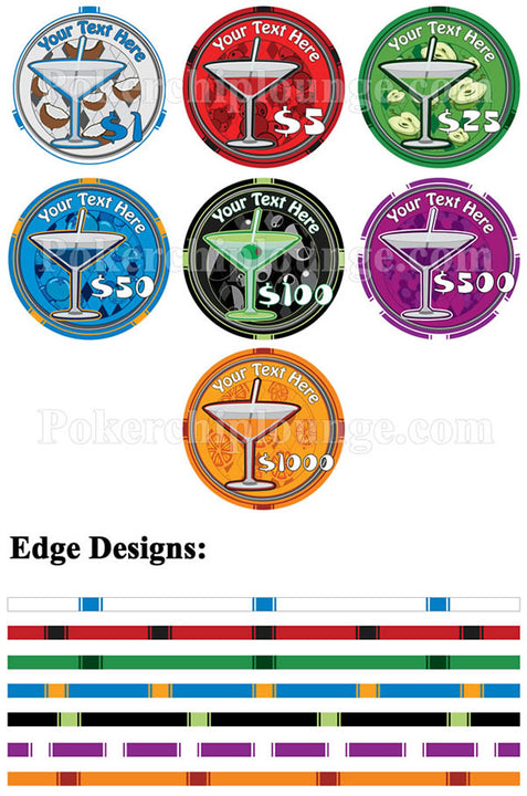 10 Gram Ceramic Custom Poker Chips - Semi Custom - Martini Series