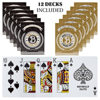 Brybelly Elite Medusa - 12 Black-Gold Decks - Poker (Wide) Size / Regular Index