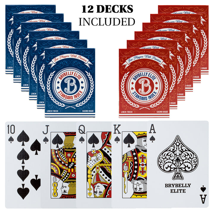 Brybelly Elite Medusa - 12 Blue-Red Decks - Poker (Wide) Size / Regular Index