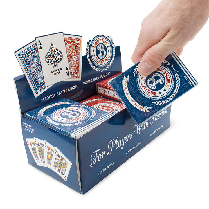 Brybelly Elite Medusa - 12 Blue-Red Decks - Poker (Wide) Size / Regular Index