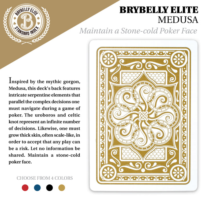 Gold Brybelly Elite Medusa Deck - Poker (Wide) Size / Regular Index