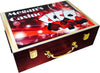 Custom Printed Mahogany Wood Poker Chip Set with 14 Gram Clay Ace King & Suits Poker Chips - 500 Chips