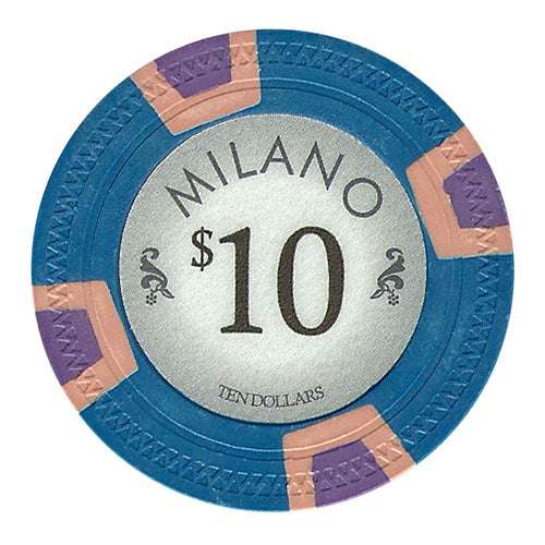 Milano 10 Gram Clay Poker Chips in Wood Walnut Case - 300 Ct.