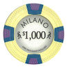 Milano 10 Gram Clay Poker Chips in Rolling Aluminum Case - 1000 Ct.