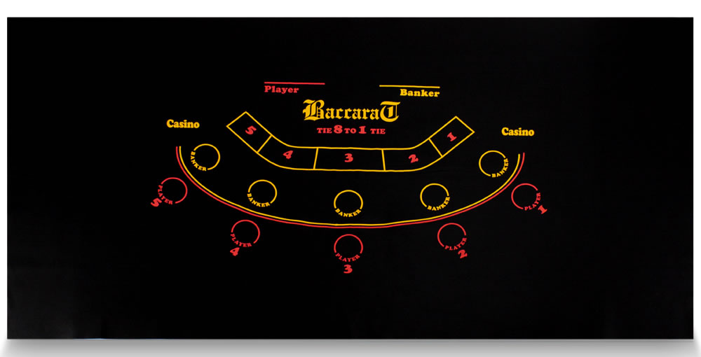 Black Mini Baccarat Casino Table Felt Layout