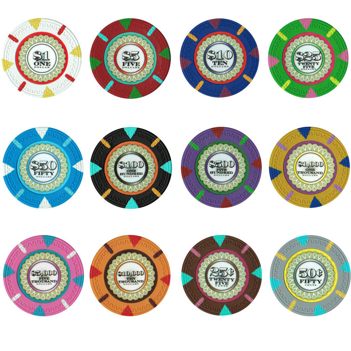 The Mint 13.5 Gram Clay Poker Chips in Wood Carousel - 200 Ct.