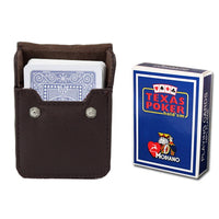 Modiano Texas Poker Dark Blue Poker Size Jumbo Index In Leather Case