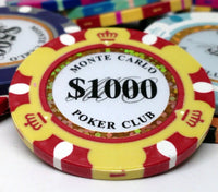 Monte Carlo 14 Gram Clay Poker Chips in Deluxe Aluminum Case - 500 Ct.