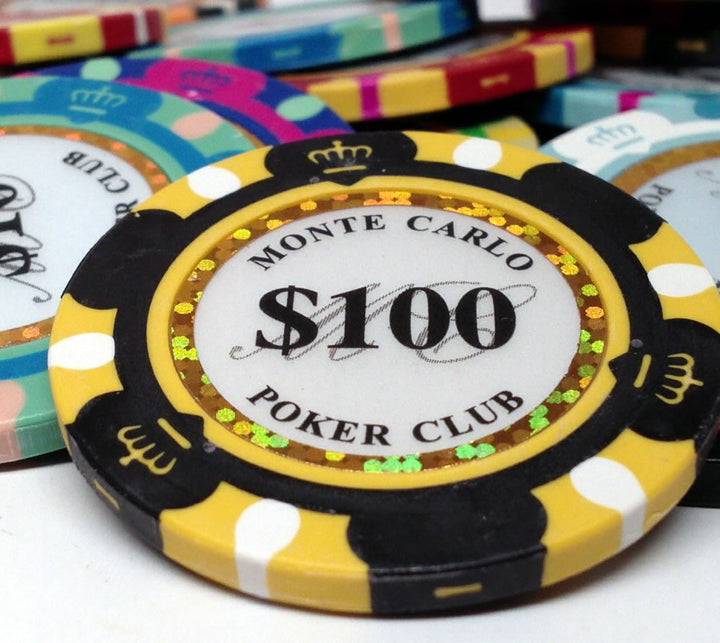 Monte Carlo 14 Gram Clay Poker Chips in Acrylic Trays - 200 Ct.