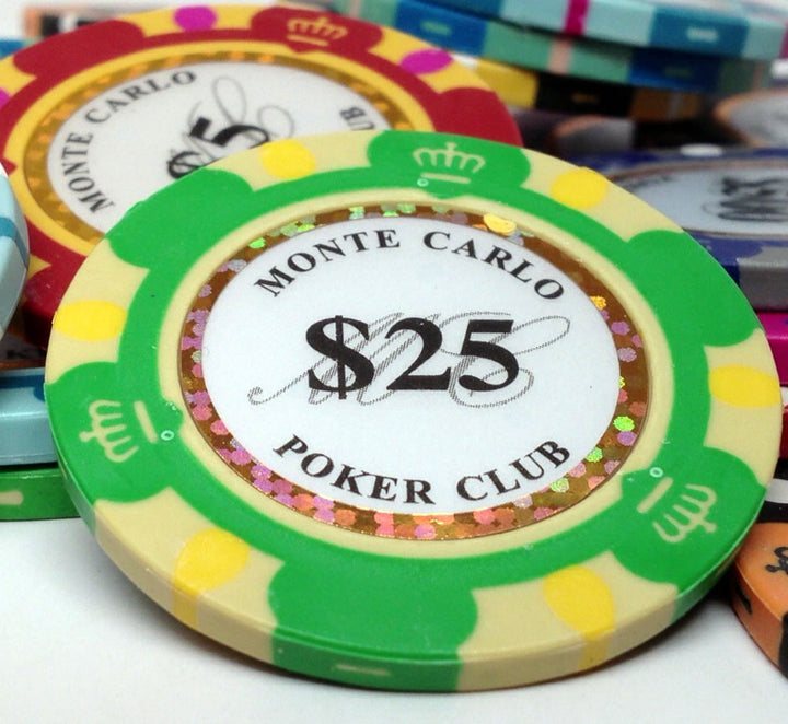 Monte Carlo 14 Gram Clay Poker Chips in Aluminum Case - 600 Ct.