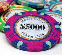 Monte Carlo 14 Gram Clay Poker Chips in Acrylic Carrier - 600 Ct.