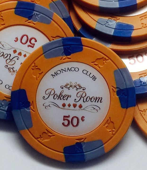 Monaco Club 13.5 Gram Clay Poker Chips - Face Shot - 50 cents