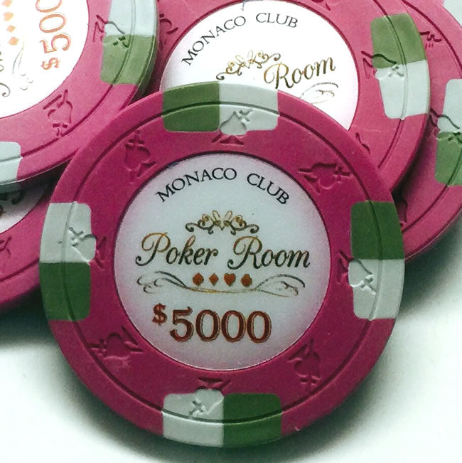 Monaco Club 13.5 Gram Clay Poker Chips - Face Shot - $5000