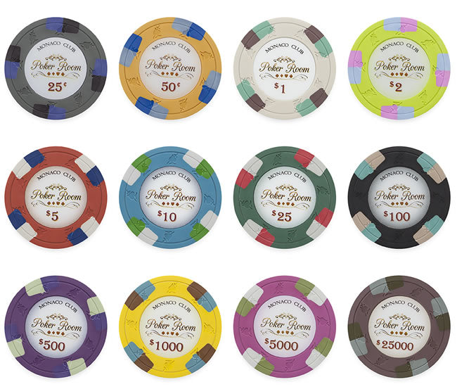 Monaco Club 13.5 Gram Poker Chip Sample Pack - 12 Chips