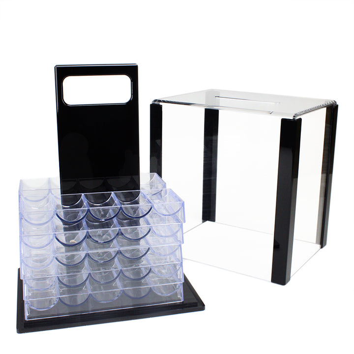 1000 capacity Acrylic Poker Chip Case - Empty View