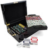 Monaco Club 13.5 Gram Clay Poker Chip Set in Black Mahogany Wood Case - 500 Ct.