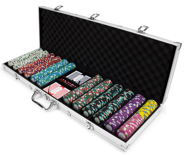 Monaco Club 13.5 Gram Clay Poker Chip Set in Aluminum Case - 600 Ct.