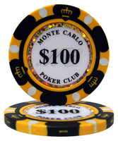 Monte Carlo 14 Gram Clay Poker Chips in Rolling Aluminum Case - 1000 Ct.