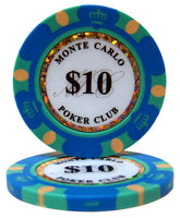 Monte Carlo 14 Gram Clay Poker Chips in Deluxe Aluminum Case - 500 Ct.