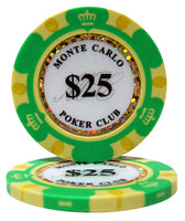 Monte Carlo 14 Gram Clay Poker Chips in Wood Walnut Case - 300 Ct.