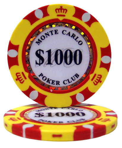 Monte Carlo 14 Gram Clay Poker Chips in Deluxe Aluminum Case - 500 Ct.