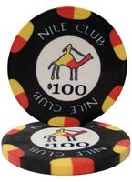 Nile Club Fichas de póquer de cerámica de 10 gramos en caja de madera de caoba negra - 500 ct.