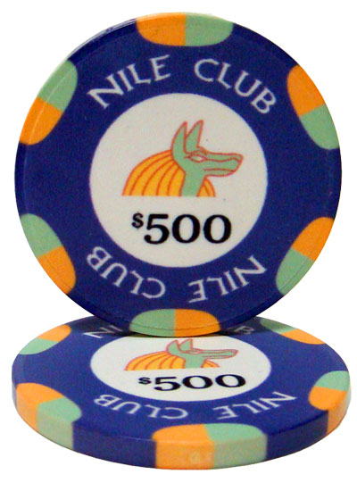 Nile Club Fichas de póquer de cerámica de 10 gramos en carrusel de madera - 200 ct.